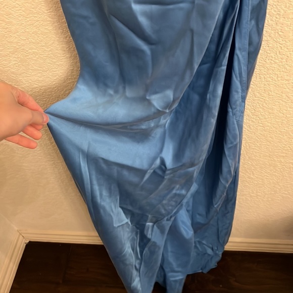 New - The Sei  Cross Wrap Halter Gown blue silk - Picture 9 of 16